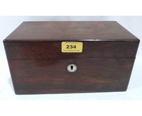 An early Victorian rosewood tea caddy. 10' wide