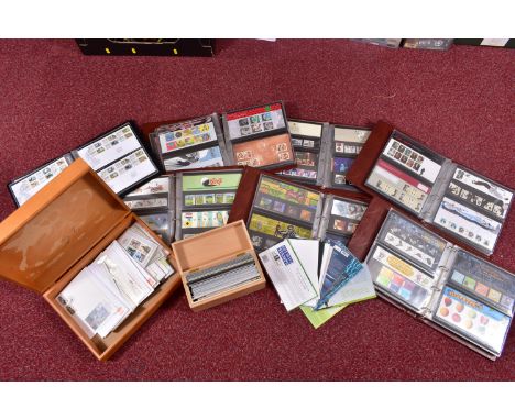 COLLECTION OF MAINLY GB STAMPS IN PLASTIC BOX, usually as presentation packs from 1988-2007 (approx 300) inc Post and Go type