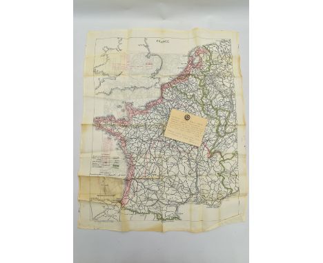 AN EXAMPLE OF AN RAF WW2 ESCAPE COMPASS, together with silk style escape map of Europe, period examples