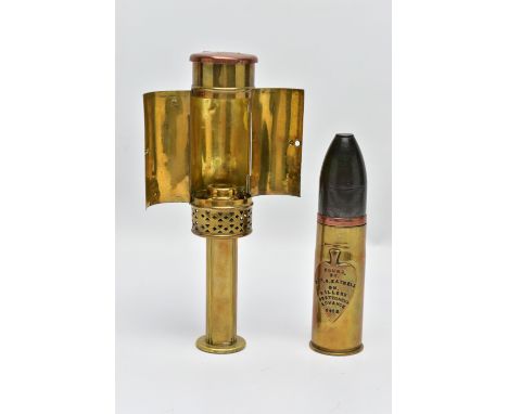 TWO PIECES OF WW1 HISTORY, A MAW London, Trench Candle Lantern in good condition, with all aspects complete, used to provide 