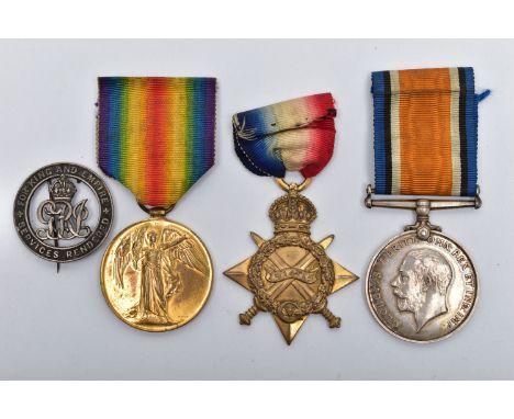 A GREAT WAR TRIO OF 1914-15 STAR, BWM &amp; VICTORY MEDALS, named 6911 Pte. H.ATKINS. Duke of Cornwall Light Infantry, togeth