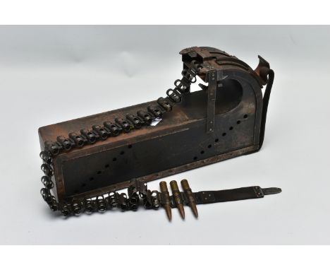 A BELT FED AMMUNITION CONTAINER, possibly WW1/2 era, plenty of research has been completed and it was first thought to be Ame
