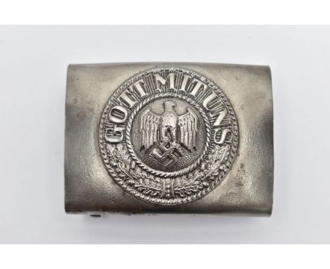 GERMAN 3RD REICH WW2 (ARMY) BELT BUCKLE, silvered finish, one piece construction, no maker marks evident, dark colour on reve