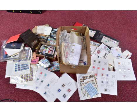 LARGE UNTIDY ACCUMULATION OF STAMPS ON CARDS, loose in approval booklets and as duplicated first day covers from 1960s to 197