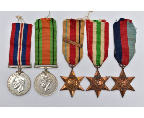 GROUP OF FIVE WORLD WAR TWO MEDALS, attributed to Pte Ernest Thomas MALKIN, group consists of 1939-45, Africa (1st Army Bar) 