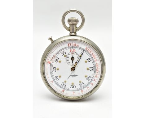AN EXAMPLE OF A JUNGHAUS GERMAN KRIEGSMARINE STOP/TIMER WATCH, white face, some cracking to enamel, single hand, etc, strange