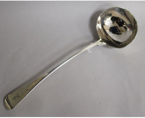 A Victorian silver Old English pattern soup ladle, George Adams, London, 1864, 33.3cm.