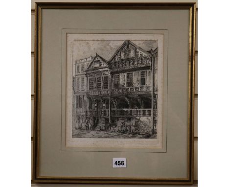 G. Cuitt - three dry point etchings of Chester and Renis Flanders, two signed prints of Sandhurst (5)