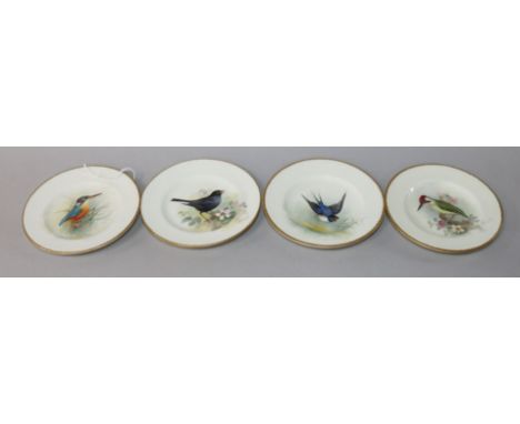 A set of four Royal Worcester bird plated plates by W Powell