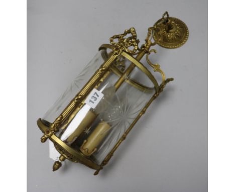 A French brass hall lantern length 50cm