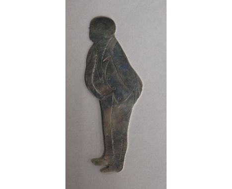 An American sterling silver bookmark modelled as 'Mr. Pickwick', 10.5cm.