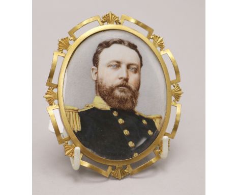 A portrait miniature of a naval officer c.1900 7.5 x 6cm.