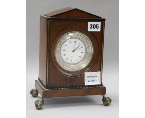A mahogany cased Palais Royal No.122 mantel clock with silvered dial "Griebel"