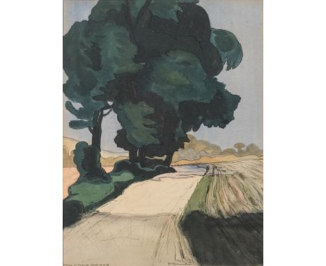 Francisco Sancha Lengo [1874-1936]-Goring on Thames, October 1918,:-signed and inscribed, watercolour, pen and ink drawing, 2
