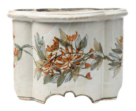 *Colin Kellam (b. 1942) a large stoneware planter: of quadrilobed form, the body with brushwork floral and foliate decoration