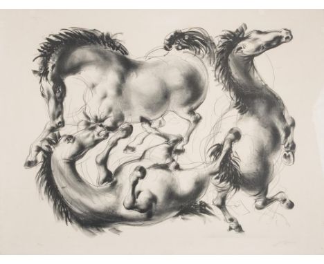 *Hans Erni [1909-2015]- Ronde de Chevaux,:- lithograph, signed and numbered 96/100 in pencil sheet size 71 x 93cm. * Provenan