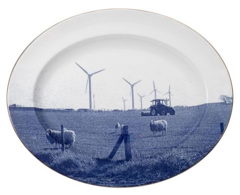 *Paul Scott (Contemporary) Cumbrian Blue plate: 'Watchtree' No.2, screen print on a Royal Worcester blank, printed marks vers