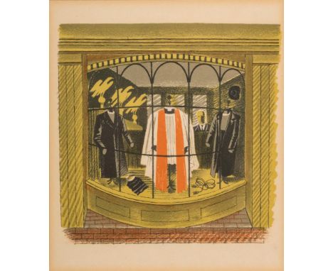 Eric Ravilious [1903-1942] - Clerical Outfitters,:-lithograph, 16 x 14cm.Note. In 1938 Curwen Press published a book titled H