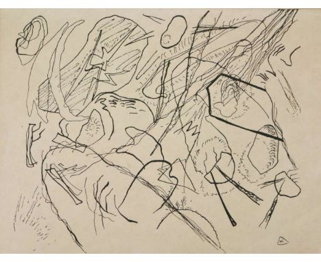 Wassily KANDINSKY (1866-1944), Lithographie, Ohne Titel, auf hellbraunem Papier, im Stein u.re. monogrammiert "K im Dreieck",