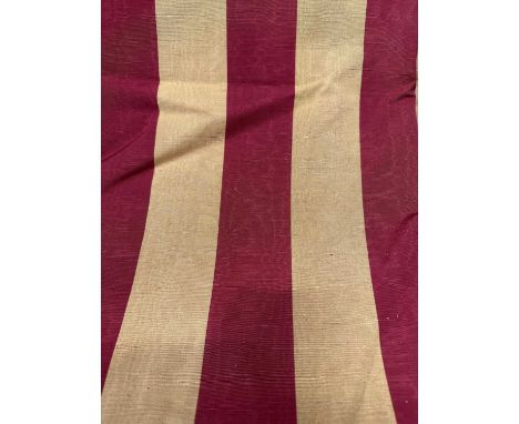 A Pair of Gold and Red Striped Lined Curtains, with matching pelmet  350cm by 196cm  A Matching Smaller Pair, with matching p
