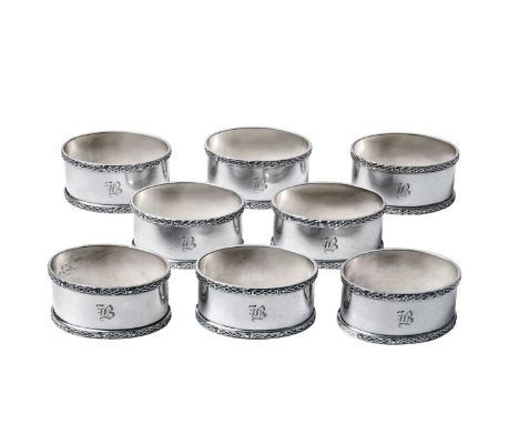 A Set of Eight Elizabeth II Silver Napkin-Rings, by J. B. Chatterley and Sons Ltd., Birmingham, 1977, each oval and with a Ce