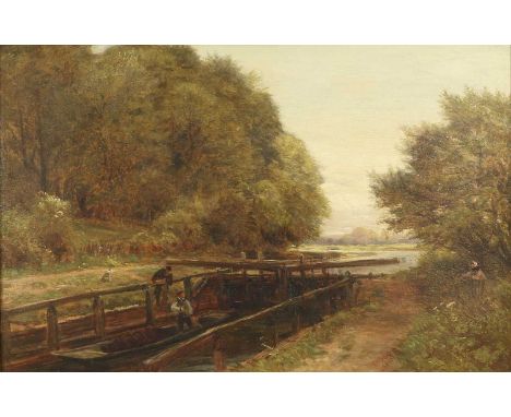 Charles Thomas Burt (1823-1902) The Lock Gate Signed and dated 1886, oil on canvas, 39cm by 59cm  This lot has been imported 