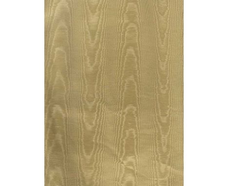 Three Pairs of Light Green/Yellow Watered Silk Fabric Lined Curtains each curtain 300cm drop by 240cmThis lot has been import