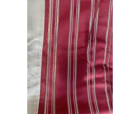 The Curtains From the Third Floor Bedroom comprising: Four Pairs of Pink Silk and Gold Curtains with Yellow Linings  330cm by