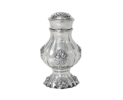 An Austro-Hungarian Silver Caster, Maker's Mark BP, Vienna, 1872-1922, fluted baluster and on spreading foot, the foot and si