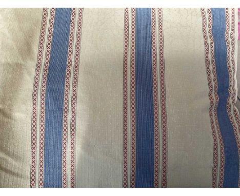 A Pair of Salmon and Mustard Coloured Striped Curtains, within linings each curtain 110cm drop by 260cm A Pair of Matching Be