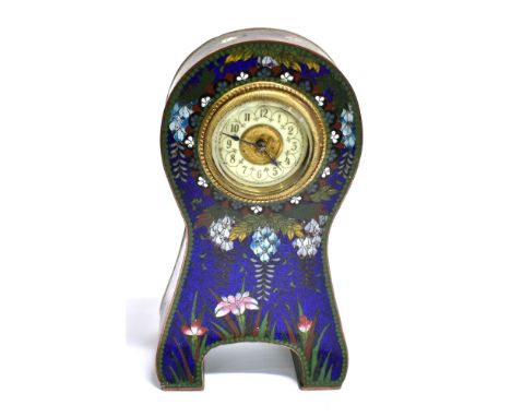 AN EDWARDIAN MANTLE CLOCK  in cloisonne case, 20cm high overall Condition Report : movement untested, generally good conditio