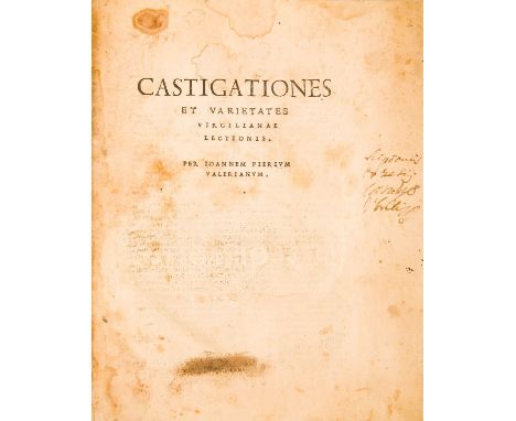 NO RESERVE Valeriano Pierio. Castigationes et varietates Virgilianae lectionis. Per Ioannem Pierium Valerianum. (Al colophon: