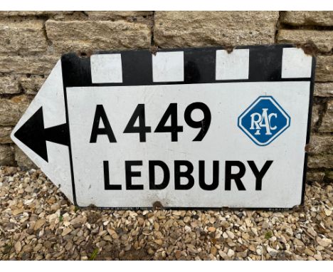An RAC A449 Ledbury directional enamel road sign by Wildman &amp; Meguyer Ltd., dated 3/1937, 39 x 21". 