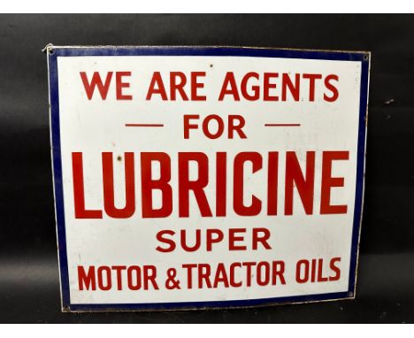 A 'Lubricine Super Motor &amp; Tractor Oils' enamel advertising sign of good colour, 24 x 20".