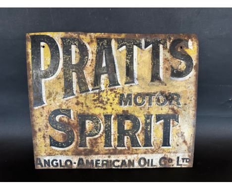 A Pratts Motor Spirit enamel sign lacking hanging flange, in fair condition, 20 3/4 x 16 3/4".