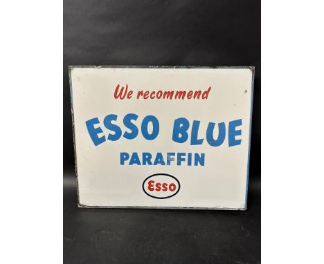 An Esso Blue Paraffin double sided enamel sign with hanging flange. Marked as Property of E.P.Co Ltd. 22 1/4" x 18"