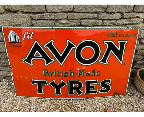 A large 'Avon British-Made Tyres' enamel advertising sign of good colour and gloss, 60 x 36".