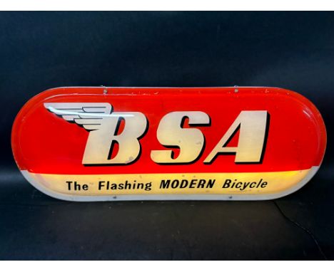 A BSA 'The Flashing Modern Bicycle' light-up dealer sign, 23 1/2 x 9".