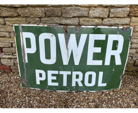 A Power Petrol enamel advertising sign by Hancor Mitcham, 60 x 36".