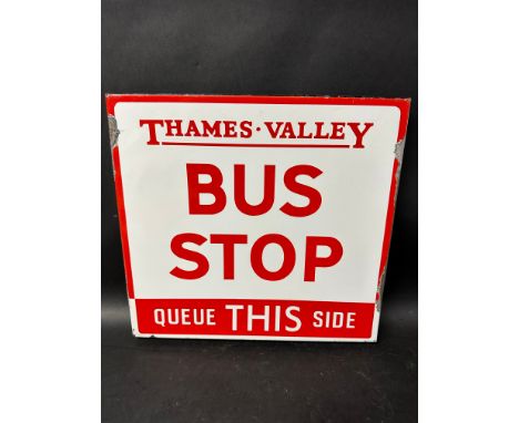 A Thames Valley Bus Stop double sided enamel sign, 16" x 15"
