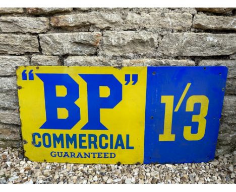 A BP Commercial Guaranteed rectangular enamel sign in good condition, 36 x 18".