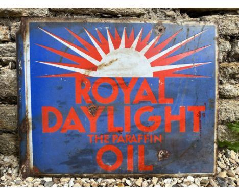 A Royal Daylight Oil double sided enamel sign with hanging flange, 22 x 18".