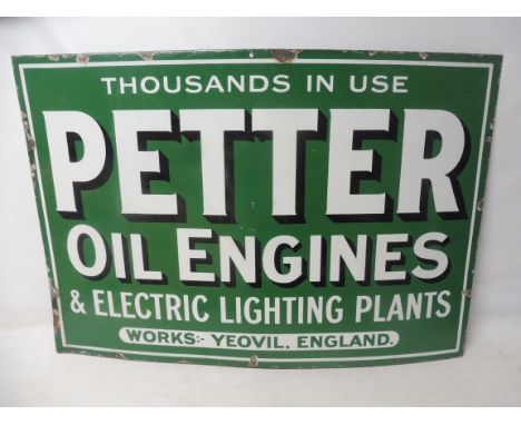 A (Lister) Petter Oil Engines of Yeovil enamel advertising sign with some professional restoration, 39 x 27".