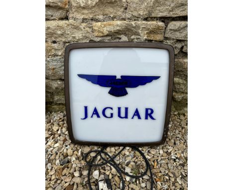 A Jaguar light-up advertising sign, some retouching to the Jaguar logo, 16 3/4 x 16 3/4, 6" depth.