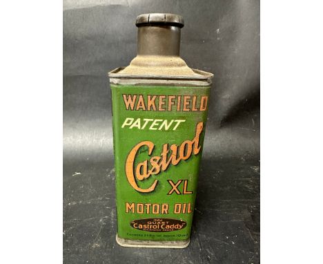 A Wakefield Castrol Motor Oil square quart 'Castrol Caddy' can for XL grade, with cap. 