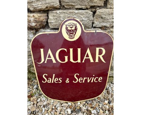 A Jaguar Sales and Service single sided enamel advertising sign of good colour, 18.5 x 19 3/4".