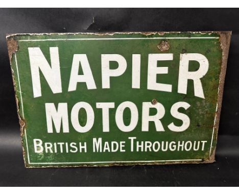 A Napier Motors 'British Made Throughout' double sided enamel advertising sign by Wildman &amp; Meguyer Ltd. Birmingham, 24 x