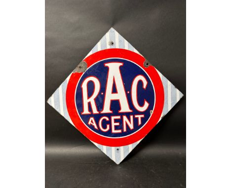 An early RAC Agent Double sided enamel sign by Bruton Palmers Green, 25 1/4" x 25 1/4".