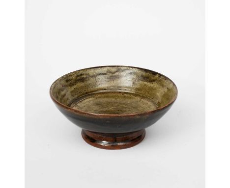 Richard Batterham (1936-2021)a footed bowl, the interior glaze ash, the exterior black iron,unsigned,22.5cm. diam. Provenance