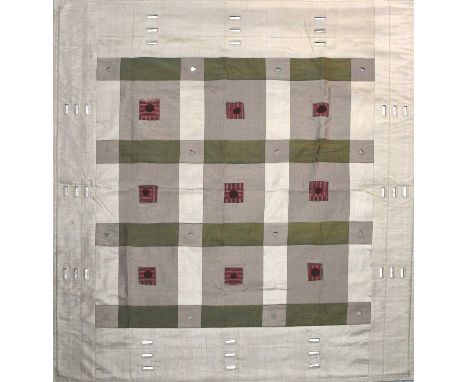 ‡ Lucy Goffin (born 1947)Moti & Shisha, (Pearl & Mirror) Contemplation in reflective materials, mixed media coverlet, silk, v